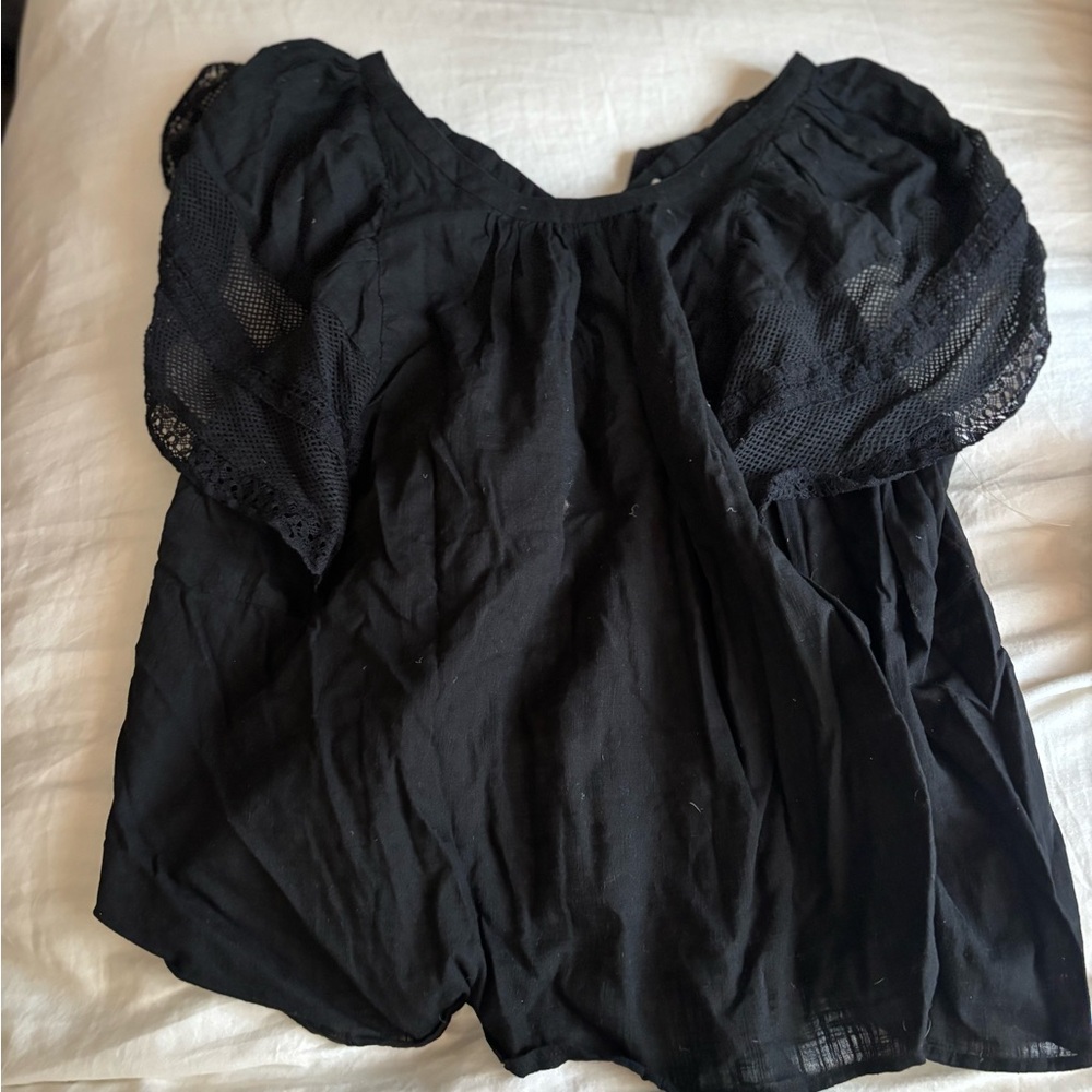 Old Navy Black Puff Sleeve Blouse